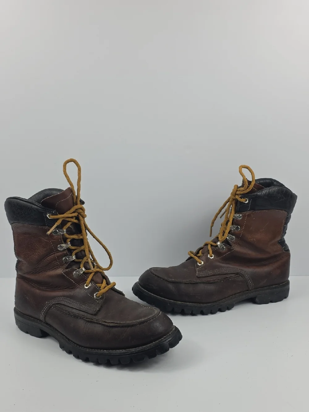Vintage Chippewa Brown Leather Men's Work Boots Size 9 E